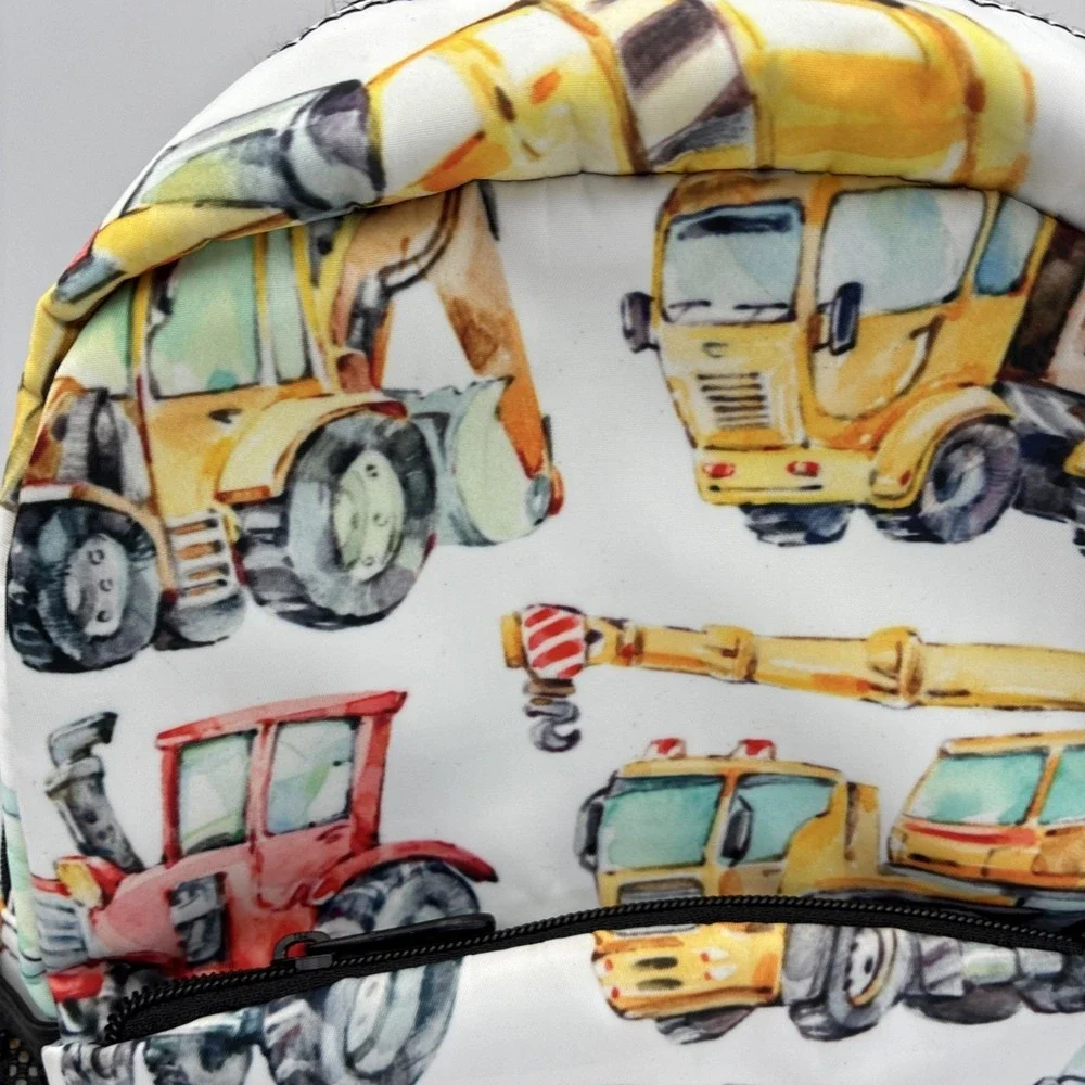 Kids Construction Vehicle Backpack Watercolor Trucks Preschool Bag Reflective